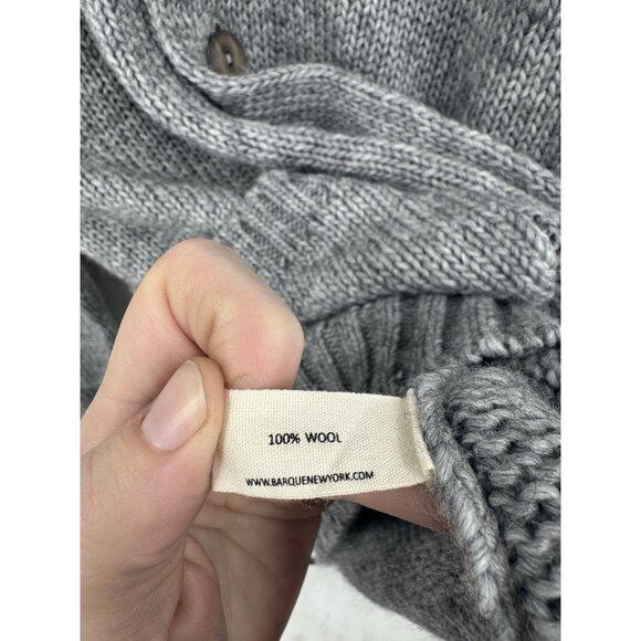 Barque 100% Wool Button Up Sweater Men Medium Silver Knit Minimalist Preppy - Picture 4 of 7